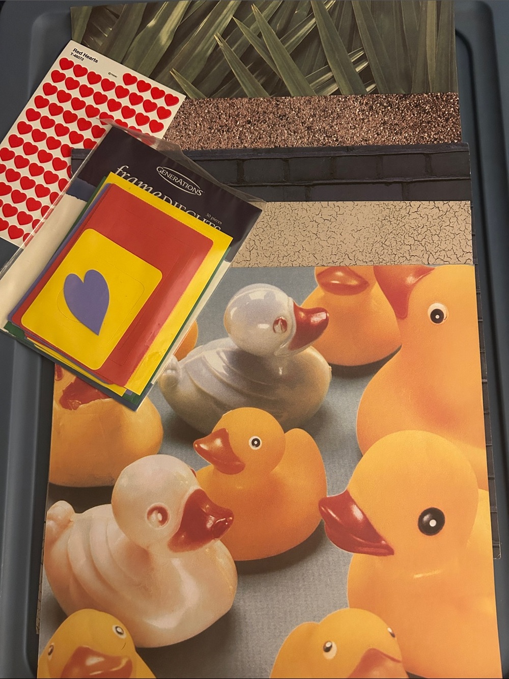 Rubber Duck Scrapbook Collage Art Print - Yellow & Orange Ducks